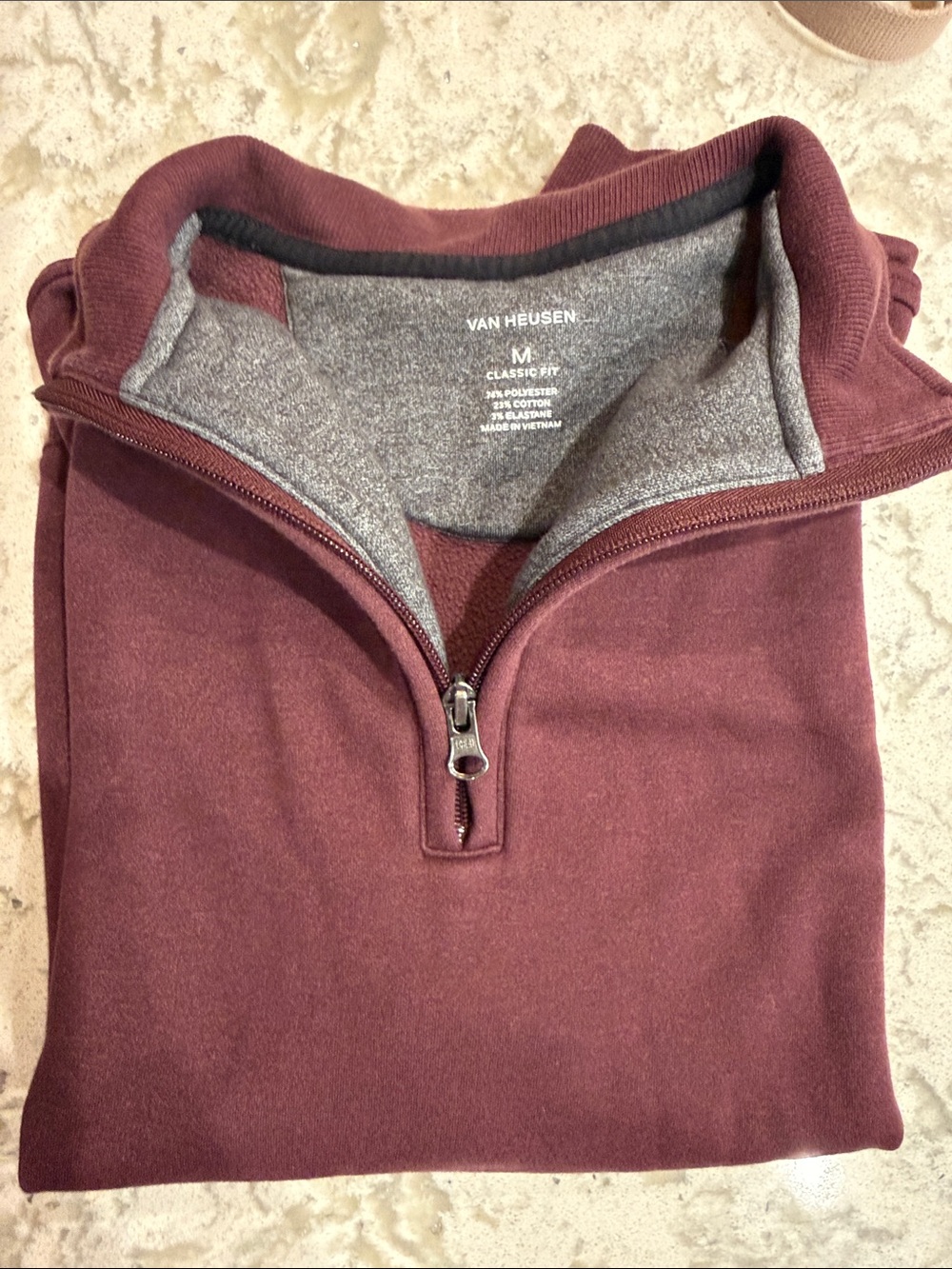 Van Heusen Men's Maroon Quarter-Zip Pullover